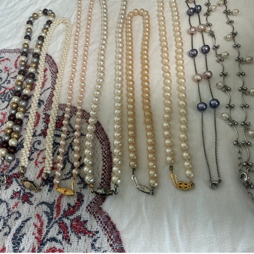 Vintage Faux Pearl Jewelry Lot Marvella Japan Necklaces Earrings Mid Century - Picture 4 of 14